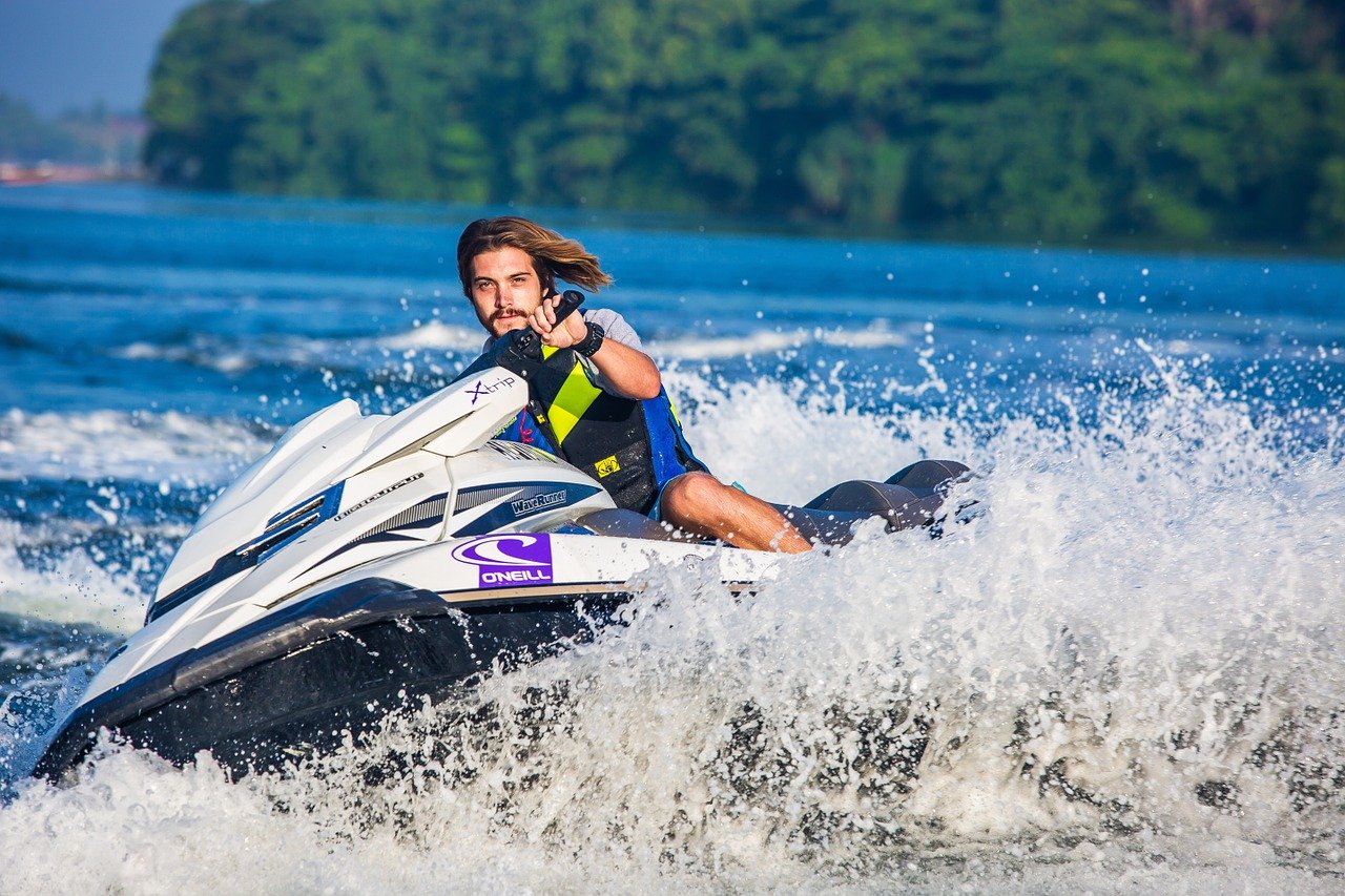 Jet-skiing at sea