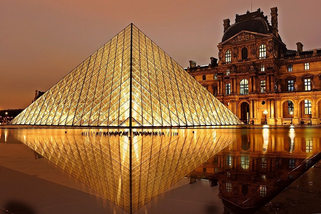 Pyramid and Louvre Museum, Paris, France