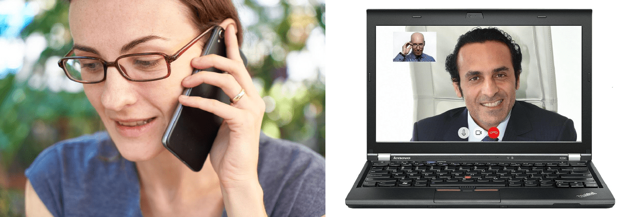 contact par téléphone, par mail ou messagerie webcam